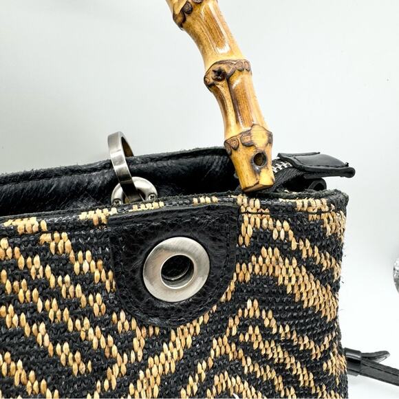 Patricia Nash Empoli Satchel With Bamboo Handle In Tribal Weave Pattern Mid-Size - Picture 4 of 13